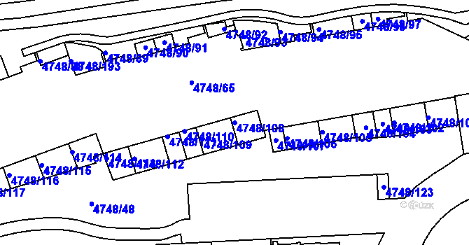 Parcela st. 4748/108 v KÚ Smíchov, Katastrální mapa