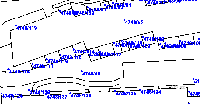 Parcela st. 4748/112 v KÚ Smíchov, Katastrální mapa
