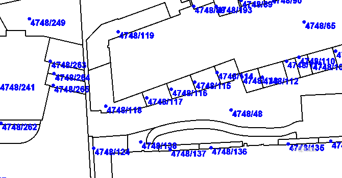 Parcela st. 4748/116 v KÚ Smíchov, Katastrální mapa