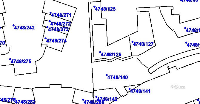 Parcela st. 4748/126 v KÚ Smíchov, Katastrální mapa
