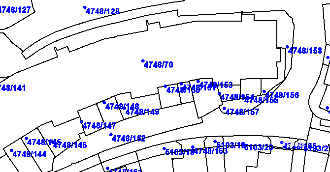 Parcela st. 4748/150 v KÚ Smíchov, Katastrální mapa