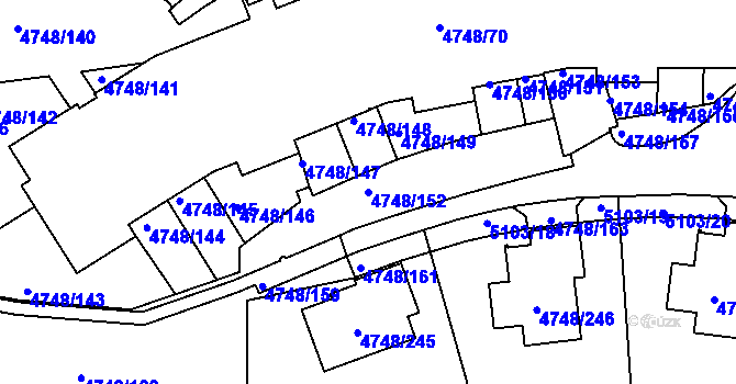 Parcela st. 4748/152 v KÚ Smíchov, Katastrální mapa