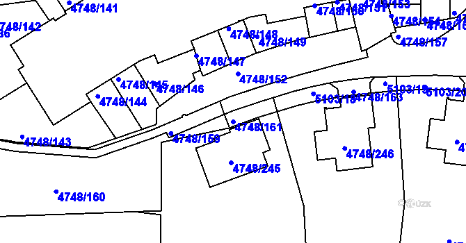 Parcela st. 4748/161 v KÚ Smíchov, Katastrální mapa