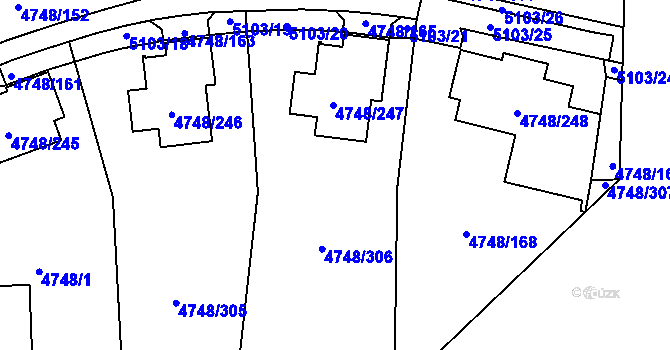 Parcela st. 4748/166 v KÚ Smíchov, Katastrální mapa