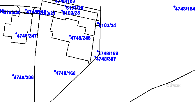 Parcela st. 4748/169 v KÚ Smíchov, Katastrální mapa