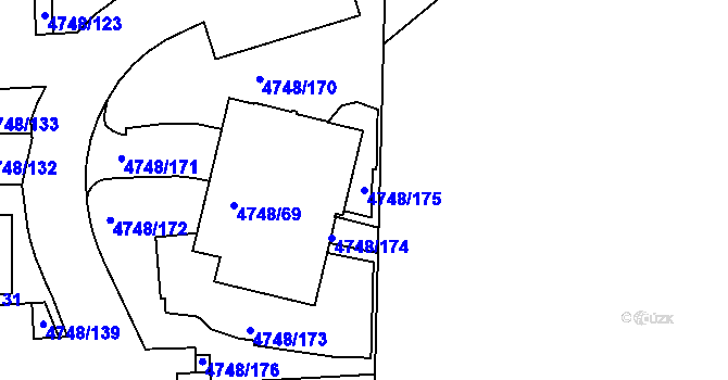 Parcela st. 4748/175 v KÚ Smíchov, Katastrální mapa