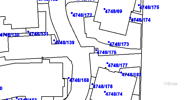Parcela st. 4748/176 v KÚ Smíchov, Katastrální mapa