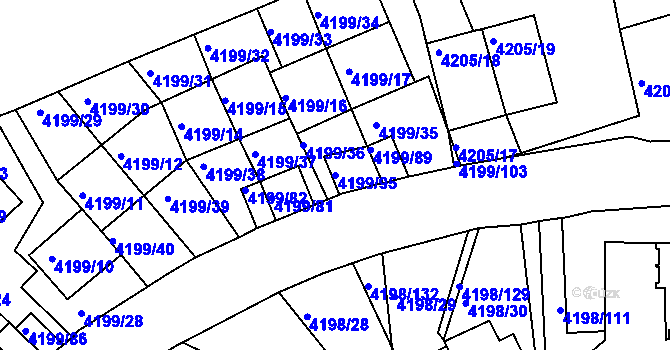 Parcela st. 4199/95 v KÚ Smíchov, Katastrální mapa