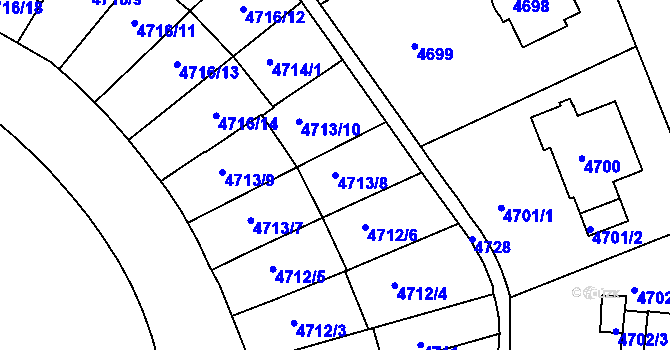 Parcela st. 4713/8 v KÚ Smíchov, Katastrální mapa