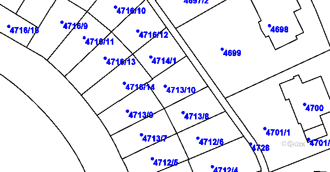 Parcela st. 4713/10 v KÚ Smíchov, Katastrální mapa