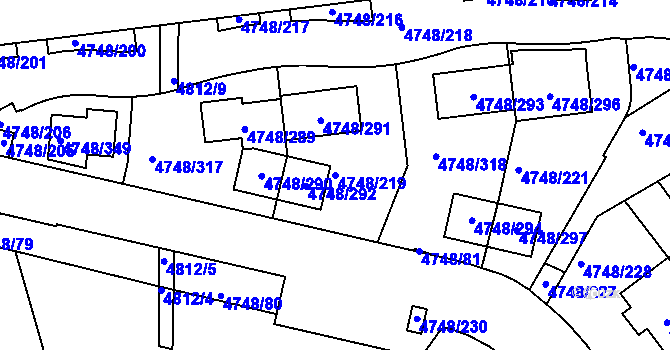 Parcela st. 4748/219 v KÚ Smíchov, Katastrální mapa