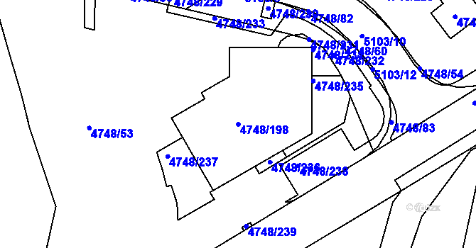 Parcela st. 4748/198 v KÚ Smíchov, Katastrální mapa