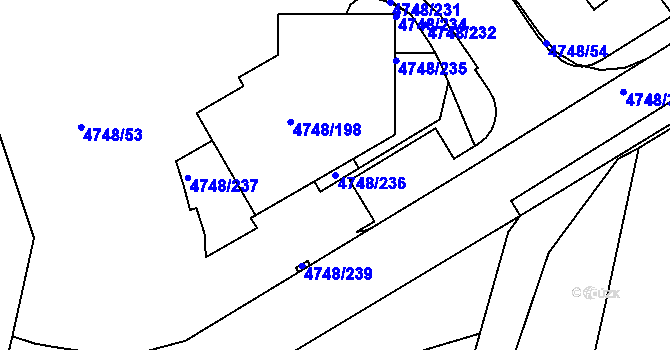 Parcela st. 4748/236 v KÚ Smíchov, Katastrální mapa