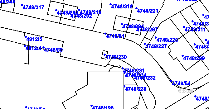 Parcela st. 4748/230 v KÚ Smíchov, Katastrální mapa