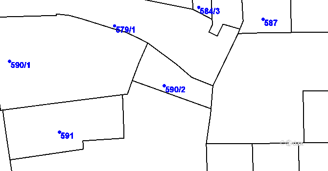 Parcela st. 590/2 v KÚ Smíchov, Katastrální mapa