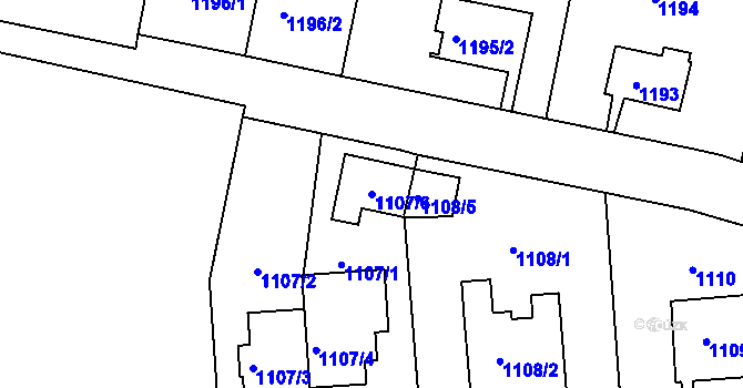 Parcela st. 1107/6 v KÚ Smíchov, Katastrální mapa