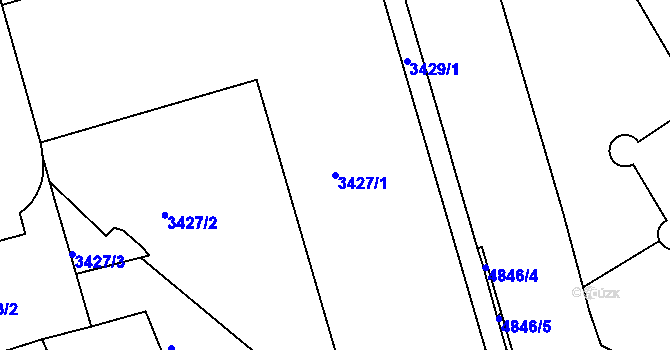Parcela st. 3427/1 v KÚ Smíchov, Katastrální mapa