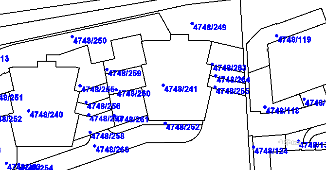 Parcela st. 4748/241 v KÚ Smíchov, Katastrální mapa