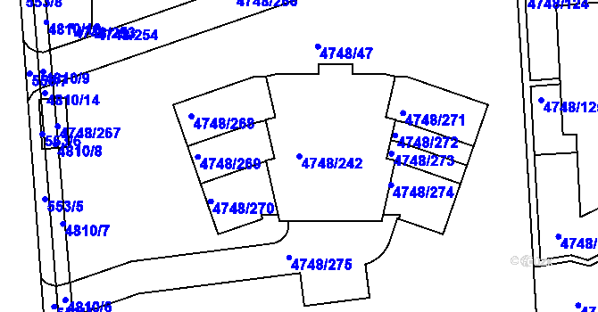 Parcela st. 4748/242 v KÚ Smíchov, Katastrální mapa