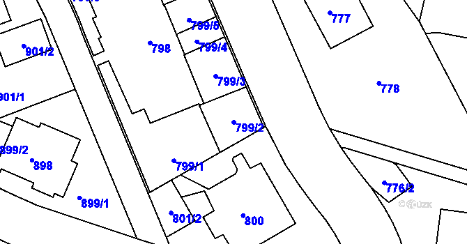 Parcela st. 799/2 v KÚ Smíchov, Katastrální mapa