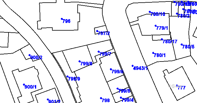 Parcela st. 799/7 v KÚ Smíchov, Katastrální mapa