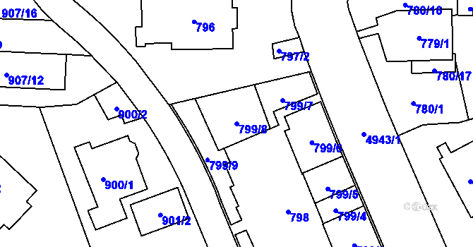 Parcela st. 799/8 v KÚ Smíchov, Katastrální mapa
