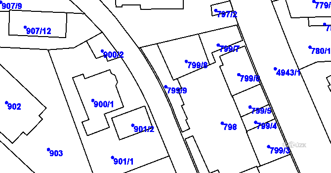 Parcela st. 799/9 v KÚ Smíchov, Katastrální mapa
