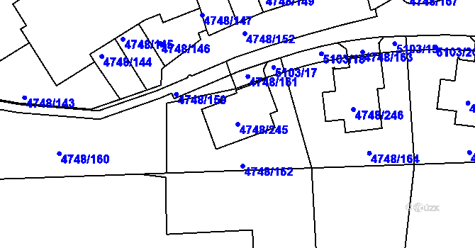 Parcela st. 4748/245 v KÚ Smíchov, Katastrální mapa