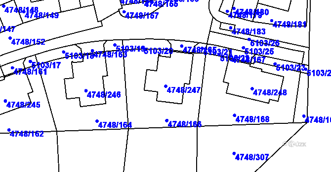 Parcela st. 4748/247 v KÚ Smíchov, Katastrální mapa