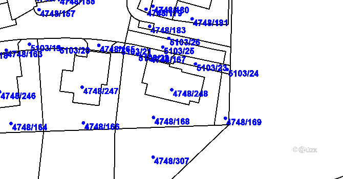 Parcela st. 4748/248 v KÚ Smíchov, Katastrální mapa
