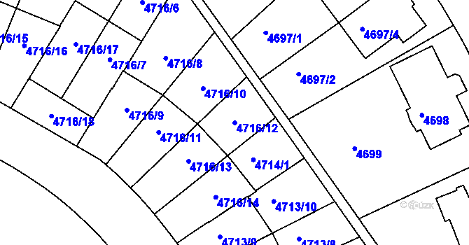 Parcela st. 4716/12 v KÚ Smíchov, Katastrální mapa