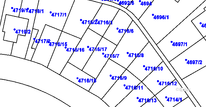 Parcela st. 4716/7 v KÚ Smíchov, Katastrální mapa