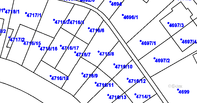 Parcela st. 4716/8 v KÚ Smíchov, Katastrální mapa