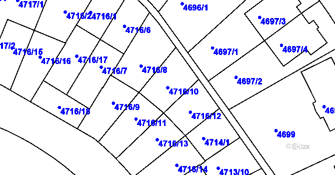 Parcela st. 4716/10 v KÚ Smíchov, Katastrální mapa