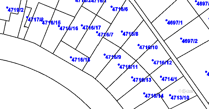 Parcela st. 4716/9 v KÚ Smíchov, Katastrální mapa