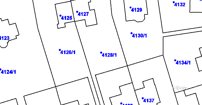 Parcela st. 4128/1 v KÚ Smíchov, Katastrální mapa