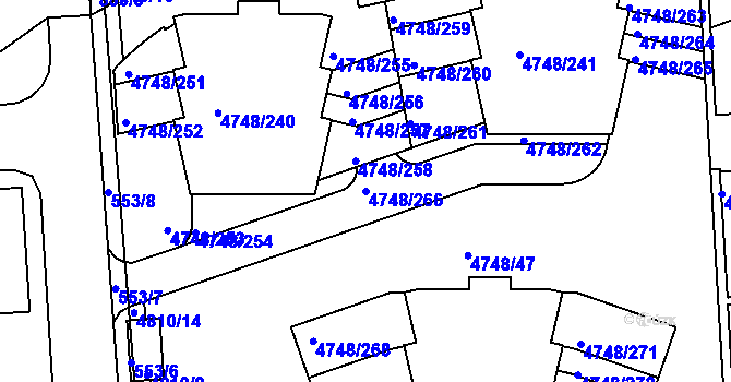 Parcela st. 4748/266 v KÚ Smíchov, Katastrální mapa