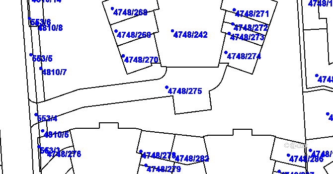 Parcela st. 4748/275 v KÚ Smíchov, Katastrální mapa