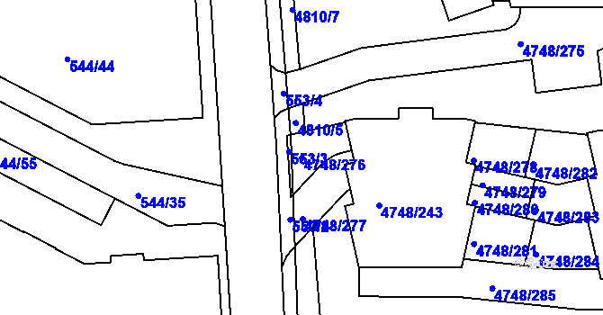 Parcela st. 4748/276 v KÚ Smíchov, Katastrální mapa