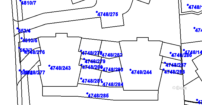 Parcela st. 4748/282 v KÚ Smíchov, Katastrální mapa