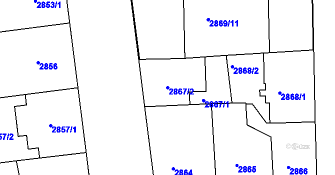 Parcela st. 2867/2 v KÚ Smíchov, Katastrální mapa