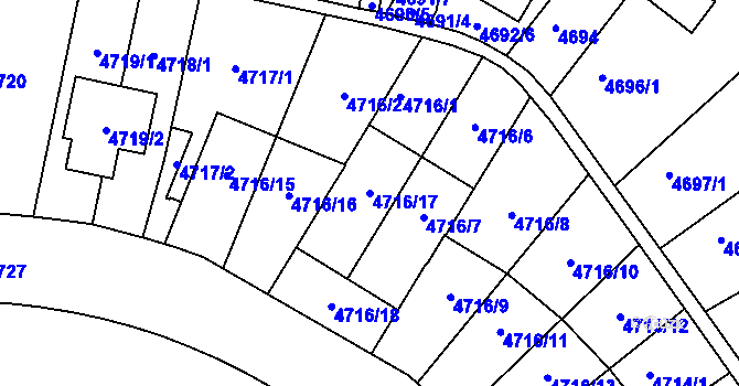 Parcela st. 4716/17 v KÚ Smíchov, Katastrální mapa