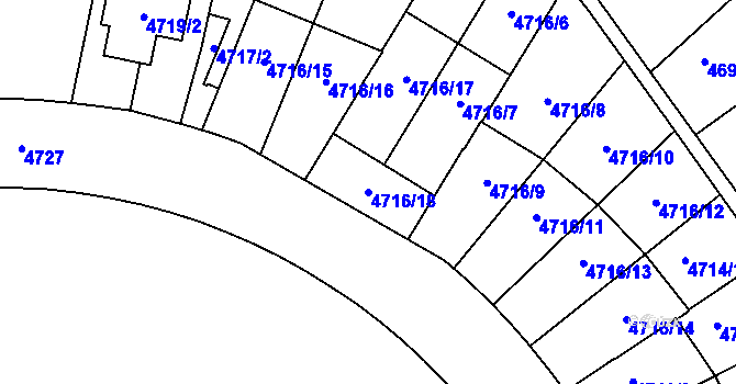Parcela st. 4716/18 v KÚ Smíchov, Katastrální mapa