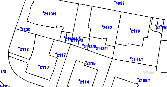 Parcela st. 2113/2 v KÚ Smíchov, Katastrální mapa