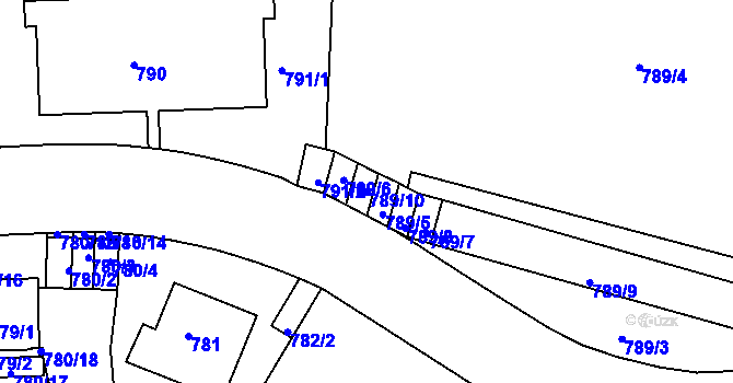 Parcela st. 789/10 v KÚ Smíchov, Katastrální mapa