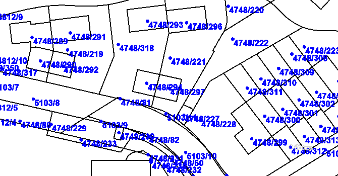 Parcela st. 4748/297 v KÚ Smíchov, Katastrální mapa