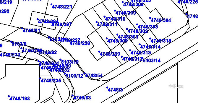 Parcela st. 4748/299 v KÚ Smíchov, Katastrální mapa