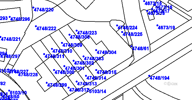 Parcela st. 4748/304 v KÚ Smíchov, Katastrální mapa