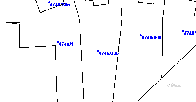 Parcela st. 4748/305 v KÚ Smíchov, Katastrální mapa
