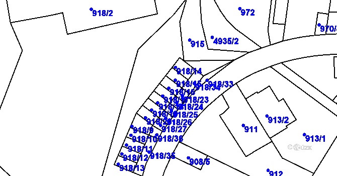 Parcela st. 918/16 v KÚ Smíchov, Katastrální mapa